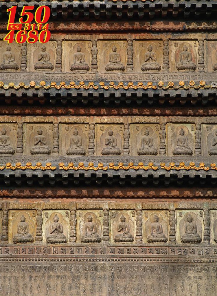 古代建筑-刻满佛像的墙壁