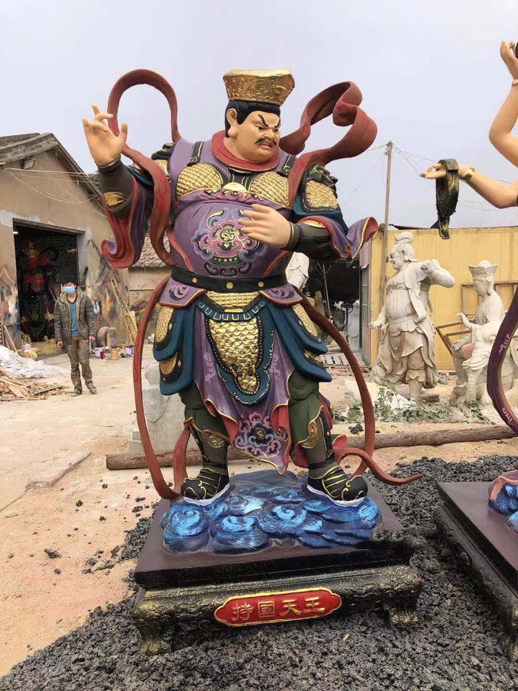 玻璃钢持国天王彩绘雕塑像