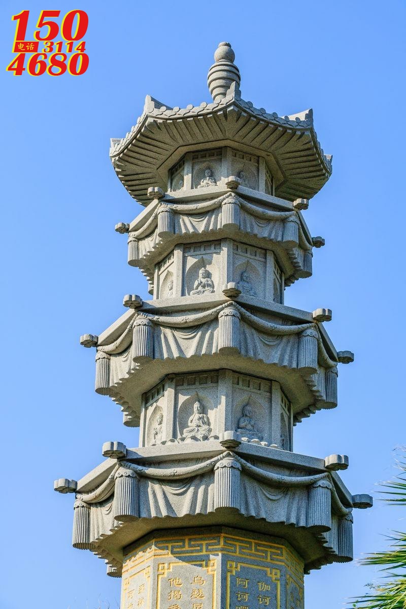 中国佛塔石雕，精美寺庙仿古建筑