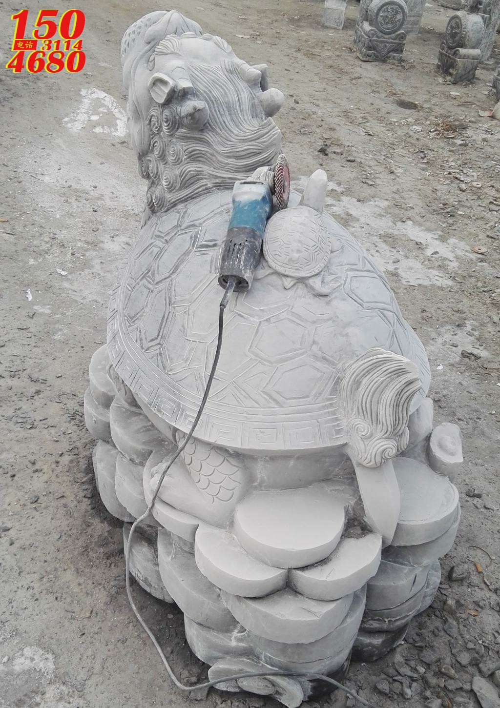 汉白玉招财神兽龙龟石雕