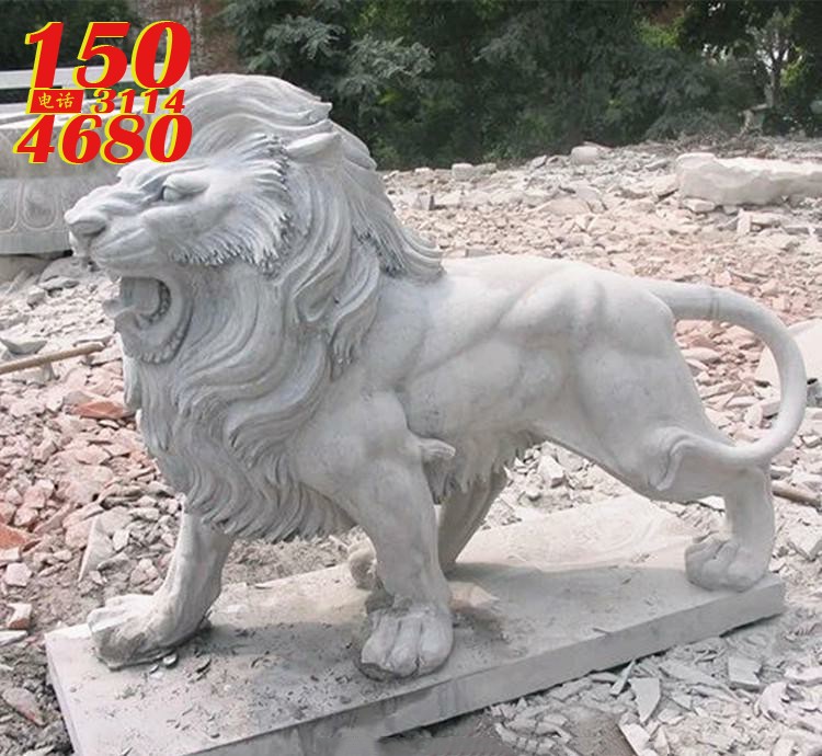 大理石狮子雕塑，行走的狮子